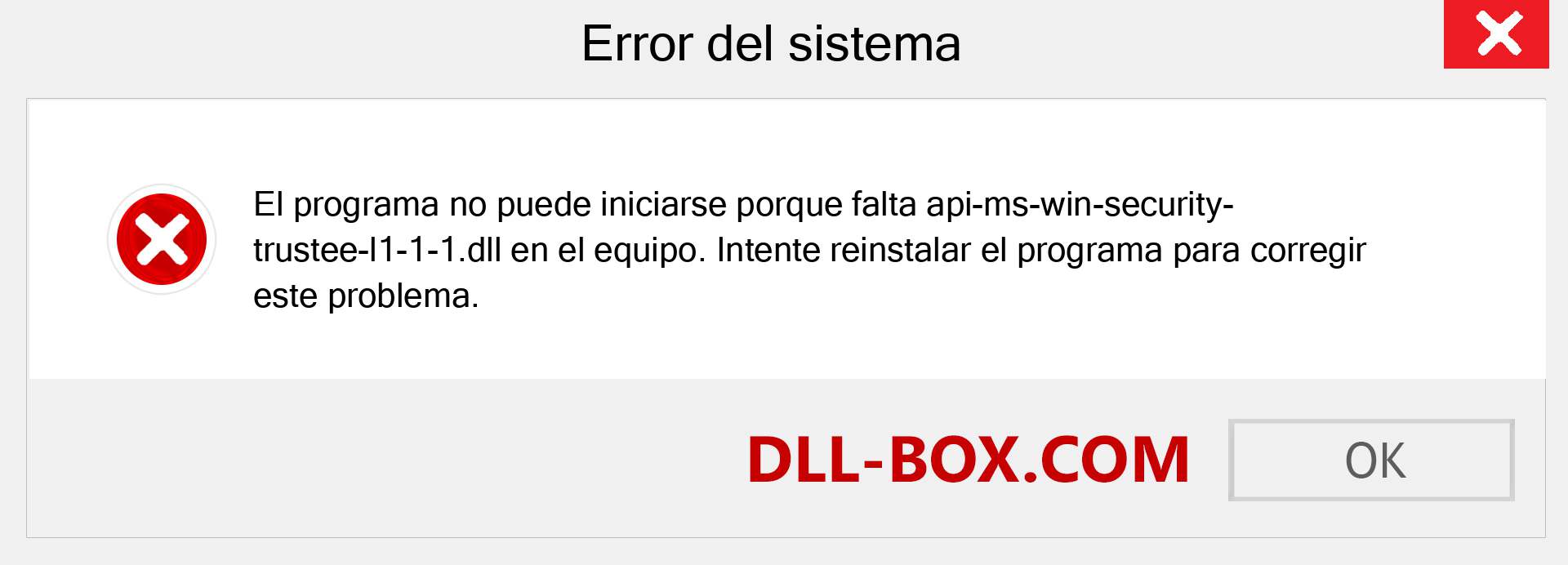 ¿Falta el archivo api-ms-win-security-trustee-l1-1-1.dll ?. Descargar para Windows 7, 8, 10 - Corregir api-ms-win-security-trustee-l1-1-1 dll Missing Error en Windows, fotos, imágenes